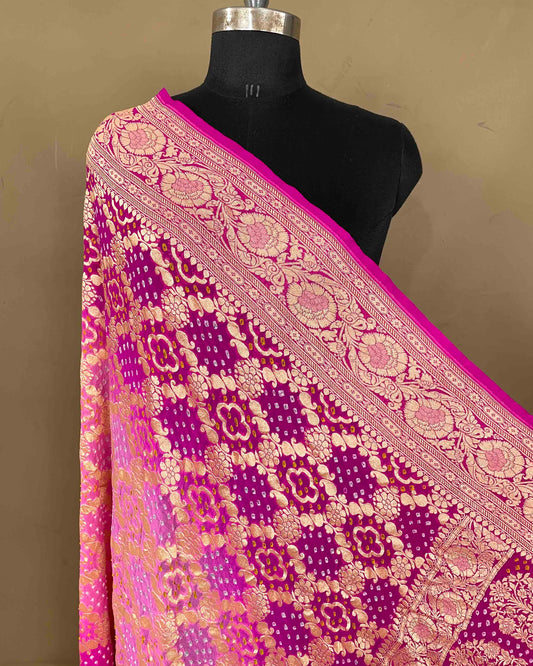 Pink Shaded Georgette Bandhani Dupatta