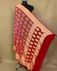 Red & Pink Shaded Georgette Bandhani Dupatta