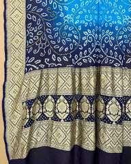 Navy Blue & Sky Shaded Georgette Bandhani Dupatta