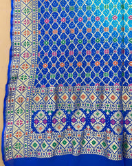 Blue & Sky Shaded Meenakari Georgette Bandhani Dupatta