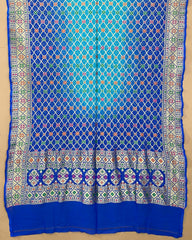 Blue & Sky Shaded Meenakari Georgette Bandhani Dupatta