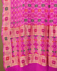 Baby Pink Meenakari Georgette Bandhani Dupatta