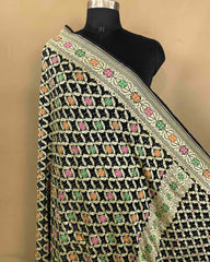 Black Meenakari Georgette Bandhani Dupatta