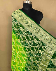 Green Shaded Georgette Bandhani Dupatta