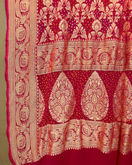 Carrot Pink & Peach Shaded Georgette Bandhani Dupatta