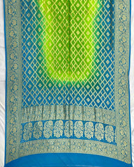 Sky Blue & Green Shaded Georgette Bandhani Dupatta