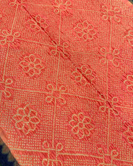 Bluer Grey & Peach Pink Kalamkari Bandhani Dupatta