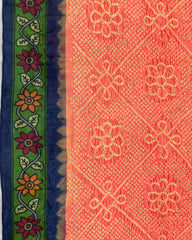 Bluer Grey & Peach Pink Kalamkari Bandhani Dupatta