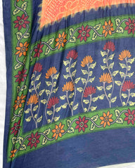 Bluer Grey & Peach Pink Kalamkari Bandhani Dupatta