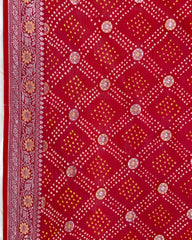 Red Silver Golden Georgette Bandhani Dupatta