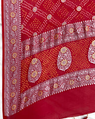 Red Silver Golden Georgette Bandhani Dupatta