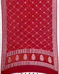 Red Silver Golden Georgette Bandhani Dupatta