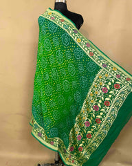 Green Shaded Meenakari Bandhani Dupatta