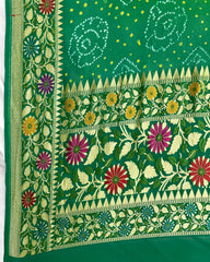 Green Shaded Meenakari Bandhani Dupatta