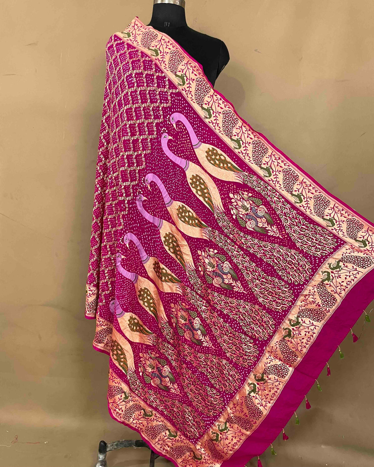 Pink Meenakari Bandhani Dupatta