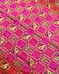 Red & Pink Shaded Meenakari Bandhani Dupatta