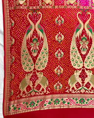 Red & Pink Shaded Meenakari Bandhani Dupatta