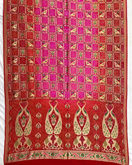 Red & Pink Shaded Meenakari Bandhani Dupatta