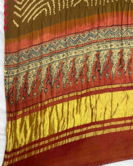 Rust & Brown Ajrakh Bandhani Dupatta