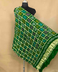 Green Chex Gajji Bandhani Dupatta