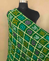 Green Chex Gajji Bandhani Dupatta