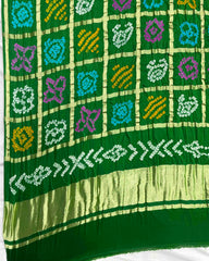 Green Chex Gajji Bandhani Dupatta