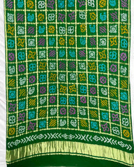 Green Chex Gajji Bandhani Dupatta