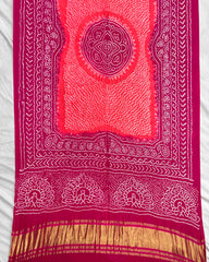 Pink & Peach Gajji Bandhani Dupatta