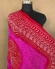 Red & Pink Gajji Bandhani Dupatta