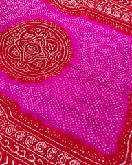 Red & Pink Gajji Bandhani Dupatta