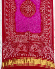 Red & Pink Gajji Bandhani Dupatta