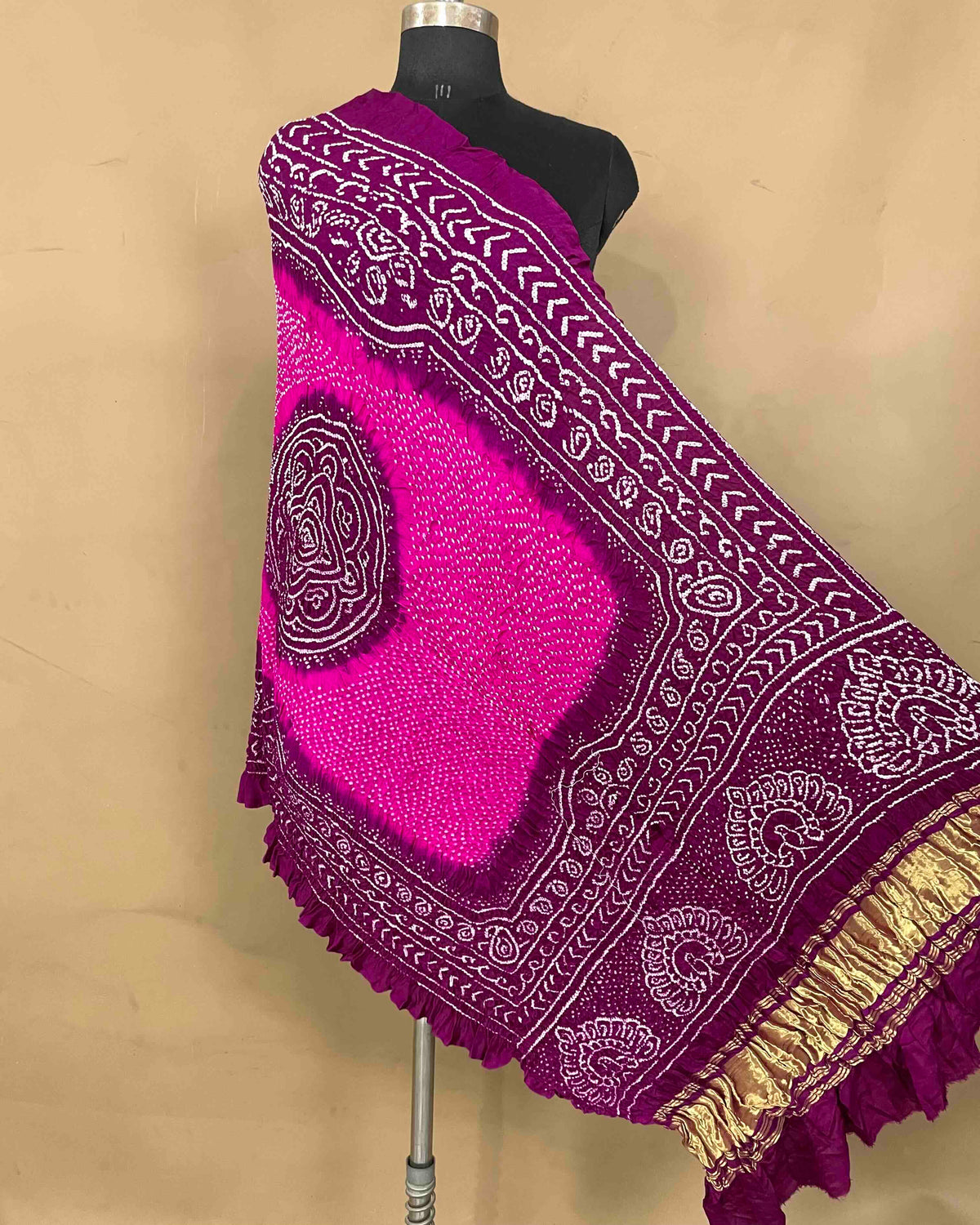 Purple & Pink Gajji Bandhani Dupatta