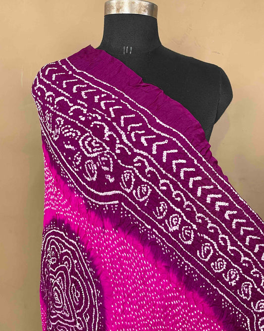 Purple & Pink Gajji Bandhani Dupatta