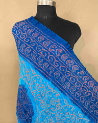 Blue & Light Blue Gajji Bandhani Dupatta