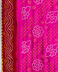 Red & Pink Gajji Bandhani Dupatta