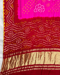 Red & Pink Gajji Bandhani Dupatta