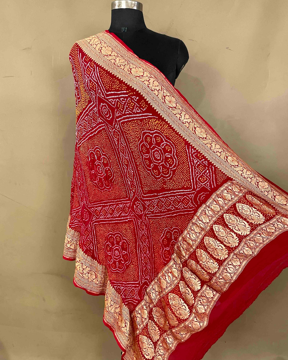 Red Georgette Bandhani Dupatta