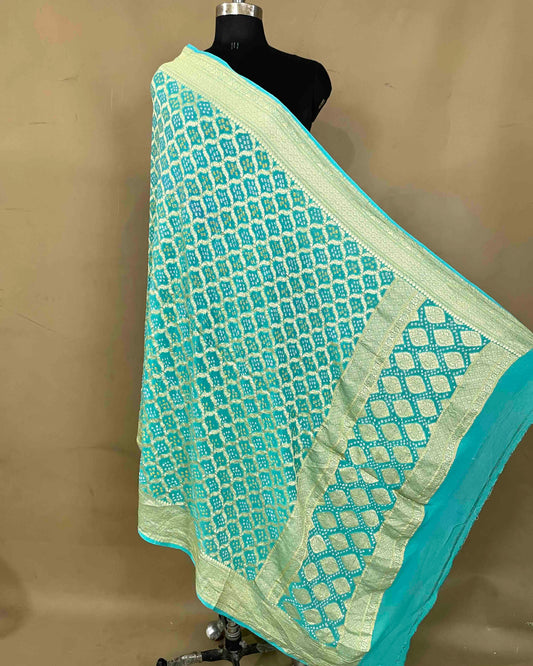 Sea Green Georgette Bandhani Dupatta