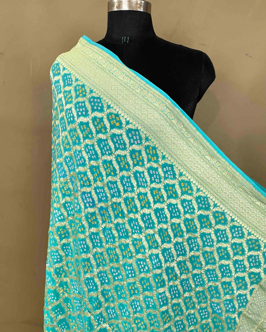 Sea Green Georgette Bandhani Dupatta