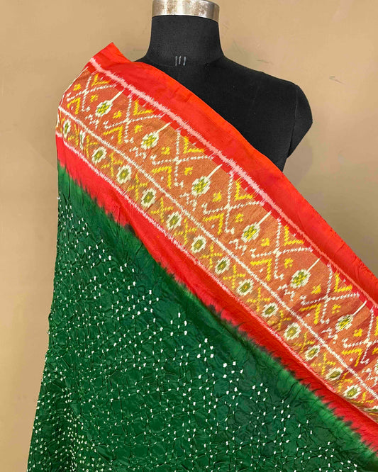 Orange & Green Bandhani Patola Dupatta