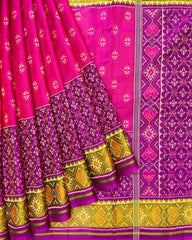 Purple & Pink Booty Scut Border Patola Saree