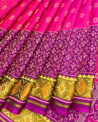 Purple & Pink Booty Scut Border Patola Saree