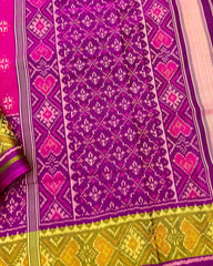 Purple & Pink Booty Scut Border Patola Saree