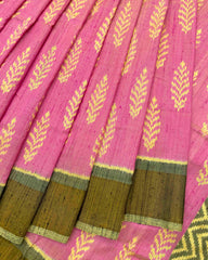 Green & Pink Fancy Designer Raw Silk Patola Saree