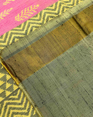 Green & Pink Fancy Designer Raw Silk Patola Saree