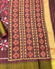 Onion Brown Fancy Flower Raw Silk Patola Saree