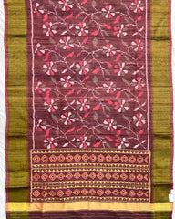 Onion Brown Fancy Flower Raw Silk Patola Saree