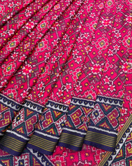 Navy Blue & Pink Navratan Patola Saree