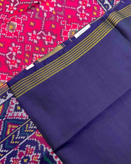 Navy Blue & Pink Navratan Patola Saree