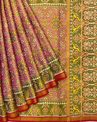 Red & Pink Navratan Tissue Patola Saree